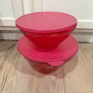 Set of 2 Tupperware Pink Acrylic Prism bowls